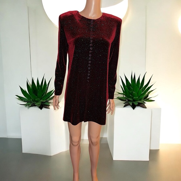 J.B.S. Deep Red Velvety Glittering Tunic - Picture 11 of 14